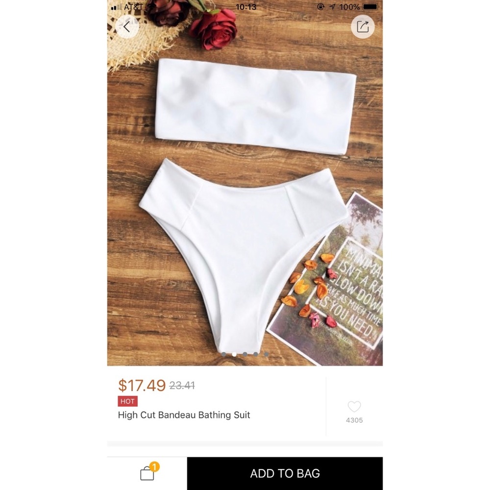 High cut bandeau bathing suit